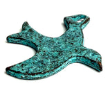 Large Soaring Bird Focal/Pendant Turquoise/Copper Mykonos Metal 1.5"x1.75"  #L-476