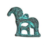 Turquoise/Copper Patina Horse With Foal Charm/Pendant, 7/8"  #L-999