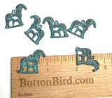 Turquoise/Copper Patina Horse With Foal Charm/Pendant, 7/8"  #L-999