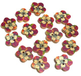 Wooden Colorful Flower-Shape Button for Crafts/Fun, 11/16"-3/4" Pack of 14 Buttons # MV-75