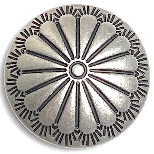 Running Low, Canyon Sunflower 1" / 25mm Concho Style Button, Antique Silver, 'Hidden' D-Shape Shank #SWC-150