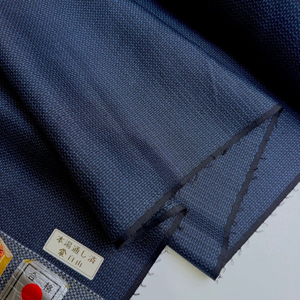ENTIRE LARGE BOLT Vintage Indigo/Black Midnight Hexagons Kimono Silk Bolt, 22 yards 15" wide. #230