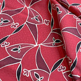 Dark Pink Plum Pinwheels Vintage Kimono Silk Piece from Japan 14" x 60"   #5400