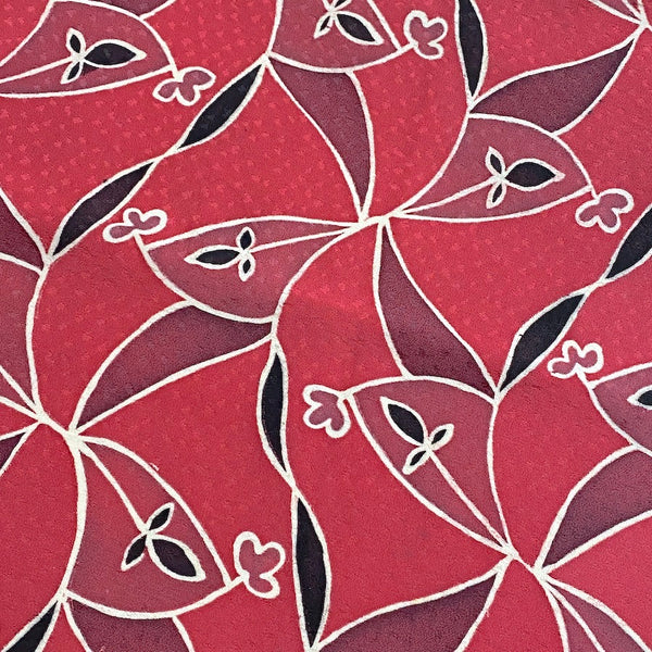 Dark Pink Plum Pinwheels Vintage Kimono Silk Piece from Japan 14" x 60"   #5400