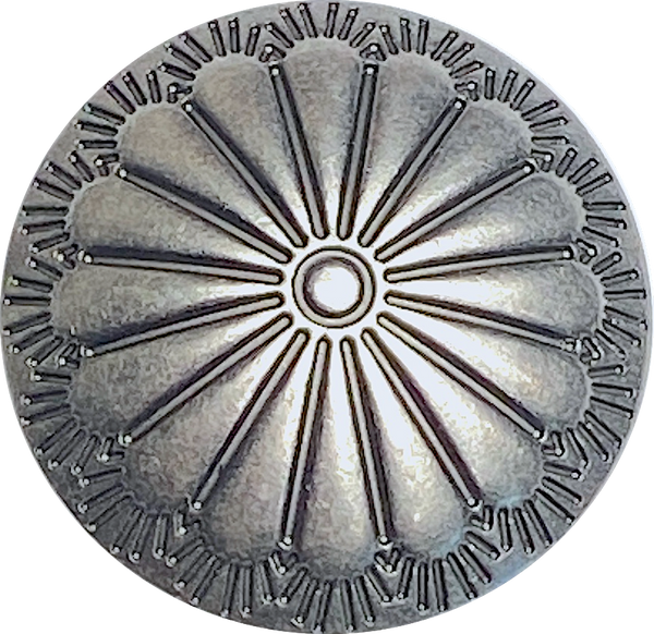 Dark Silver Canyon Sunflower 1" /25mm Concho Style Button, 'Hidden' D-Shape Shank  #SWC-151