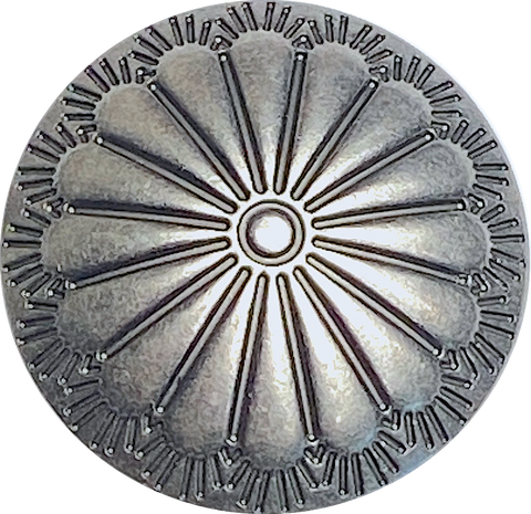 Dark Silver Canyon Sunflower 1" /25mm Concho Style Button, 'Hidden' D-Shape Shank #SWC-151