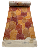 Oranges/Golds/Ochre/Wine Faux Patchwork Hexagons Chirimen Vintage Kimono Silk Print from Japan By the Yard  #231