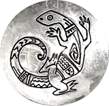 Fancy Lizard Gecko Vintage Silver 3/4" Southwest  Button Cover, Per Button Cover # MV-65