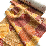 Oranges/Golds/Ochre/Wine Faux Patchwork Hexagons Chirimen Vintage Kimono Silk Print from Japan By the Yard  #231