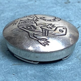Fancy Lizard Gecko Vintage Silver 3/4" Southwest  Button Cover, Per Button Cover # MV-65