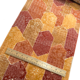 Oranges/Golds/Ochre/Wine Faux Patchwork Hexagons Chirimen Vintage Kimono Silk Print from Japan By the Yard  #231