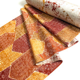 Oranges/Golds/Ochre/Wine Faux Patchwork Hexagons Chirimen Vintage Kimono Silk Print from Japan By the Yard  #231
