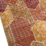 Oranges/Golds/Ochre/Wine Faux Patchwork Hexagons Chirimen Vintage Kimono Silk Print from Japan By the Yard  #231