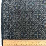 Dark Geometric Diamonds Complex Ikat, Black/Gray/Blue Vintage Kimono Silk from Japan By the Yard #232