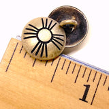Small Shiny Brass Zia Sun Button, 1/2", Shank Back, #SW-39