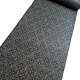Dark Geometric Diamonds Complex Ikat, Black/Gray/Blue Vintage Kimono Silk from Japan By the Yard #232