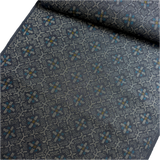 Dark Geometric Diamonds Complex Ikat, Black/Gray/Blue Vintage Kimono Silk from Japan By the Yard #232