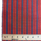Rust/Blue/Black Cross Dye Yarn Dyed Stripe, Vintage Kimono Silk from Japan By the Yard #233