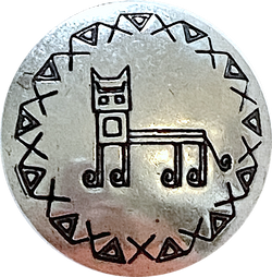 Southwest Cat Button 1" Silver, Shank Back. #SW-238