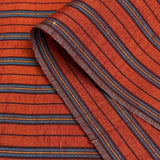 Rust/Blue/Black Cross Dye Yarn Dyed Stripe, Vintage Kimono Silk from Japan By the Yard #233