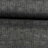 Charcoal Handloom Ikat, Wavy Lines + Diamonds Kimono Silk from Japan By the Yard #236