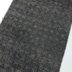 Charcoal Handloom Ikat, Wavy Lines + Diamonds Kimono Silk from Japan By the Yard #236