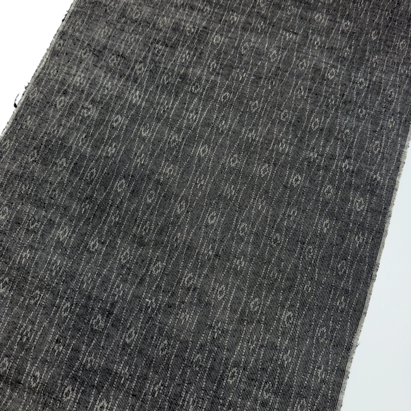 Charcoal Handloom Ikat, Wavy Lines + Diamonds Kimono Silk from Japan By the Yard #236