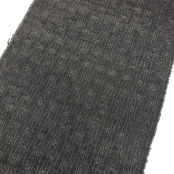 Charcoal Handloom Ikat, Wavy Lines + Diamonds Kimono Silk from Japan By the Yard #236