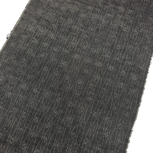 Charcoal Handloom Ikat, Wavy Lines + Diamonds Kimono Silk from Japan By the Yard #236