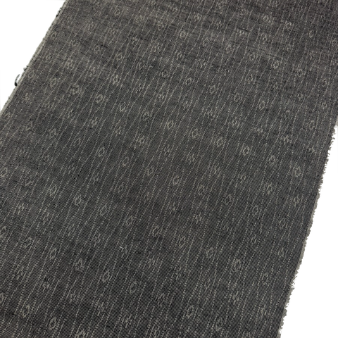 Charcoal Handloom Ikat, Wavy Lines + Diamonds Kimono Silk from Japan By the Yard #236