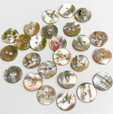 Re-Stocked, Abalone Mixed Rainbow Beige Naturals, 7/16" Round 2-hole, 11mm, 120 Buttons for $17.00  #LP-50