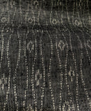 Charcoal Handloom Ikat, Wavy Lines + Diamonds Kimono Silk from Japan By the Yard #236
