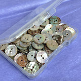 Re-Stocked, Abalone Mixed Rainbow Beige Naturals, 7/16" Round 2-hole, 11mm, 120 Buttons for $17.00  #LP-50