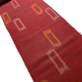 Ikat Windows Brick Red Rustic Slubby Ikat, Vintage Kimono Silk from Japan By the Yard,  #143