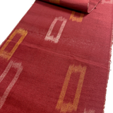 Ikat Windows Brick Red Rustic Slubby Ikat, Vintage Kimono Silk from Japan By the Yard,  #143