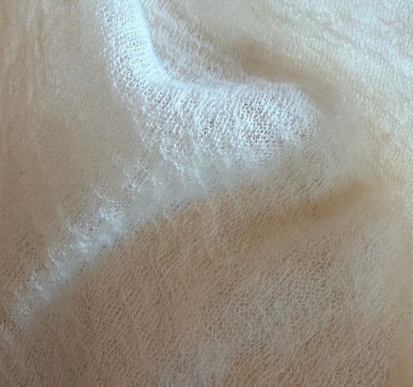 Wool Knit Gauze, Semi-Sheer Natural White Soft Fluffy Drapey 100% Wool 55" Wide By the Yard  #4C000