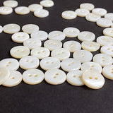 BULK DEAL, Tiny Off-White/Ecru River Shell 2-Hole Button, 11mm / 7/16", Pack of 450+   # LP-81