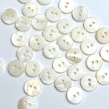 BULK DEAL, Tiny Off-White/Ecru River Shell 2-Hole Button, 11mm / 7/16", Pack of 450+   # LP-81