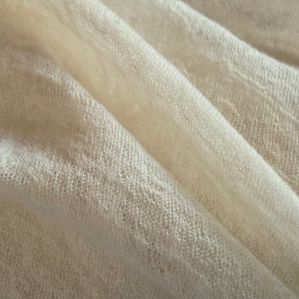 Wool Knit Gauze, Semi-Sheer Natural White Soft Fluffy Drapey 100% Wool 55" Wide By the Yard  #4C000