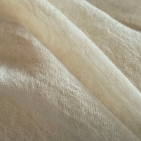 Wool Knit Gauze, Semi-Sheer Natural White Soft Fluffy Drapey 100% Wool 55" Wide By the Yard  #4C000