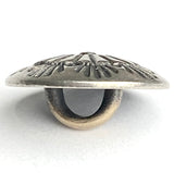 Re-Stocked, Tiny Feathered Flower 1/2" Button, Large Shank Nickel Silver #SW-314