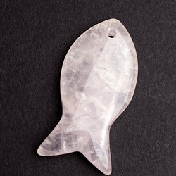 Light Pink Stone Fish Pendant, Rose Quartz 1-5/8"   # LP-83