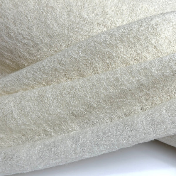 Wool Knit Gauze, Semi-Sheer Natural White Soft Fluffy Drapey 100% Wool 55" Wide By the Yard  #4C000