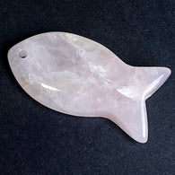 New Markdown, Rose Quartz Fish Pendant 1-5/8" Natural Light Pink  # LP-83
