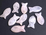 New Markdown, Rose Quartz Fish Pendant 1-5/8" Natural Light Pink  # LP-83