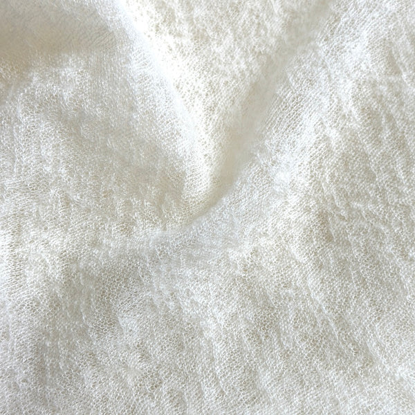 Wool Knit Gauze, Semi-Sheer Natural White Soft Fluffy Drapey 100% Wool 55" Wide By the Yard  #4C000