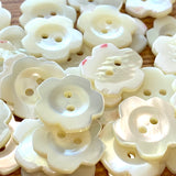 White/Ivory Plumeria Iridescent 2-Hole 3/4" Pearl Shell Button #678