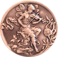 Running Low, Musical Fairy w. Violin, Large Art Stone Button, 1-3/4" From Susan Clarke Originals