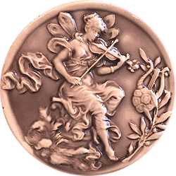 Running Low, Musical Fairy w. Violin, Large Art Stone Button, 1-3/4" From Susan Clarke Originals