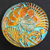 Running Low, Rose Gold + Green Tea Pincushion Flower Czech Glass 18 mm / 3/4" # CZ 038